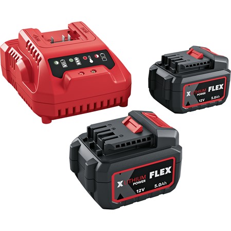 Batteripack 2x5.0Ah plus laddare 12V